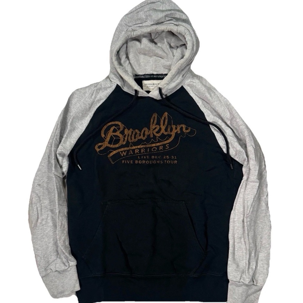 Mens Denim & Supply Ralph Lauren Black Gray Brooklyn Warriors Sweatshirt Medium